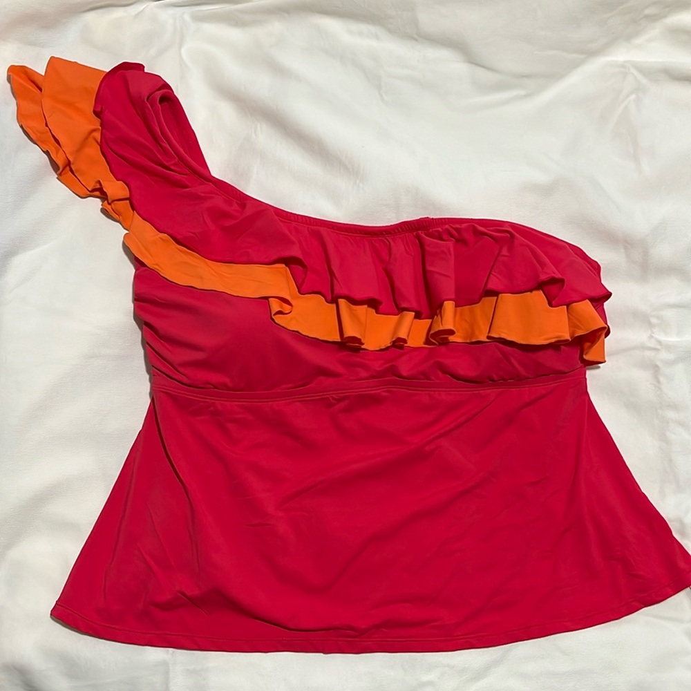 Mynah Pink & Orange Swim Top, 22W
